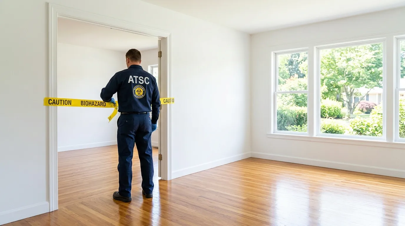 Certified biohazard cleanup crew performing Decomposition Cleanup in Huntsville